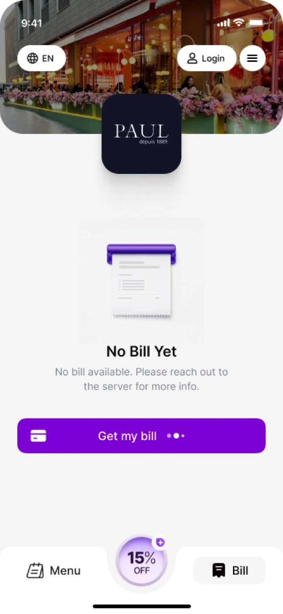 An empty state in the customer app